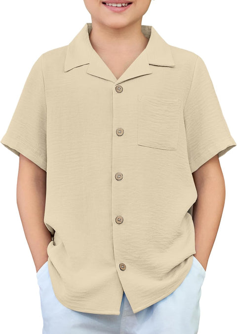 Arshiner Boys Short Sleeve Button Down Shirt 4-12 Years