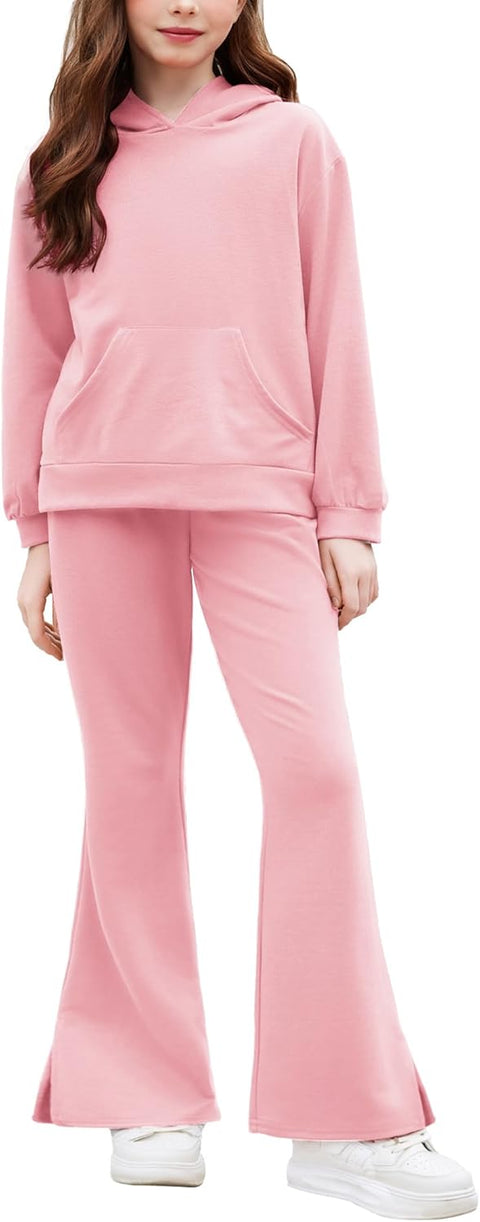 Arshiner Girls 2 Piece Outfits Sweatsuits Sets Hooded Sweatshirt with Flare Sweatpants Sets