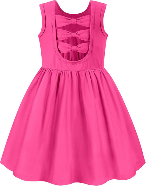 【2-6Y】Arshiner Toddler Girls Dress Back Bowknot Twirly Sundress with Pockets