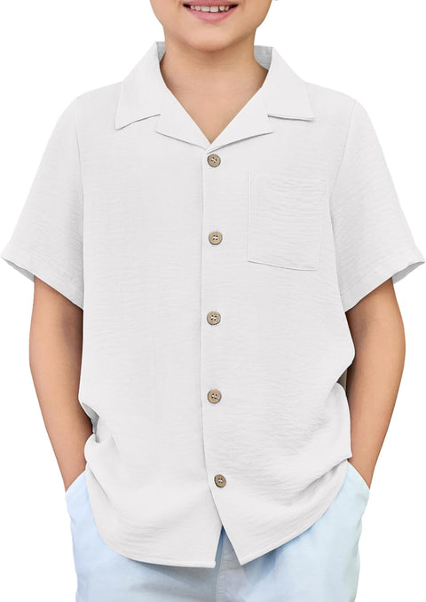 Arshiner Boys Short Sleeve Button Down Shirt 4-12 Years
