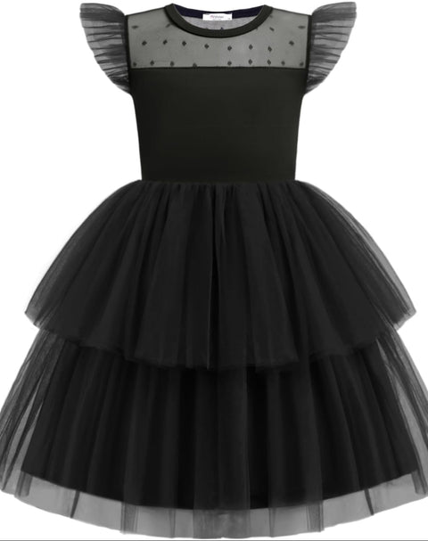 Arshiner Toddler Girls Tutu Sundress Ruffle Sleeve Double Fluffy Tiered Dresses