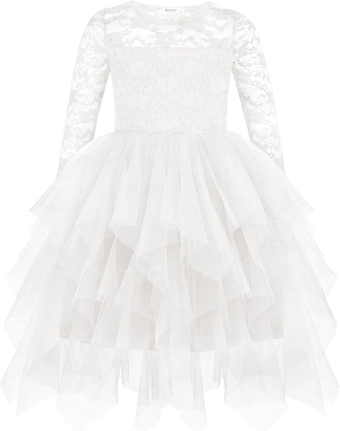 Arshiner Flower Girl Dress Toddler Contrast Lace Tutu Tulle Dresses