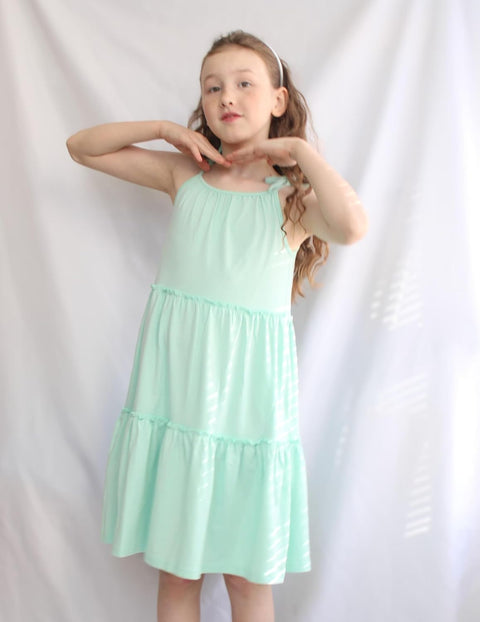 Arshiner Girl Dresses Boho A-Line Swing Flowy Ruffle Tiered Sundress with Pockets