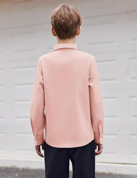 Arshiner Boys Long Sleeve Dress Shirt Formal Uniform Shirts