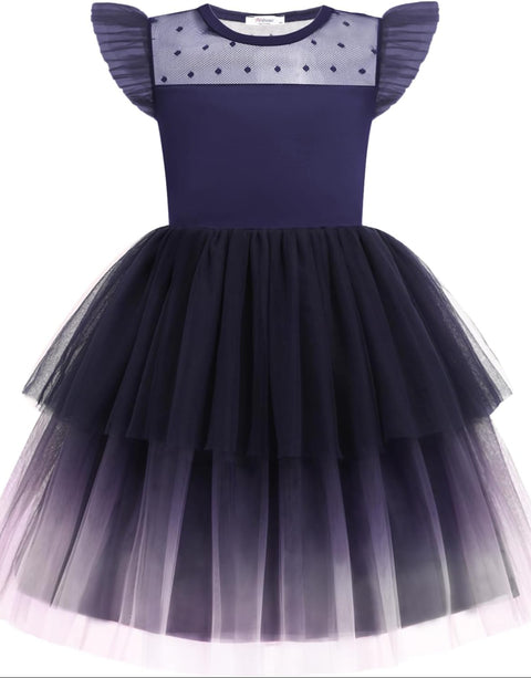 Arshiner Toddler Girls Tutu Sundress Ruffle Sleeve Double Fluffy Tiered Dresses