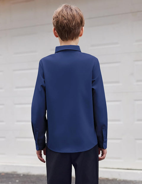 Arshiner Boys Long Sleeve Dress Shirt Formal Uniform Shirts