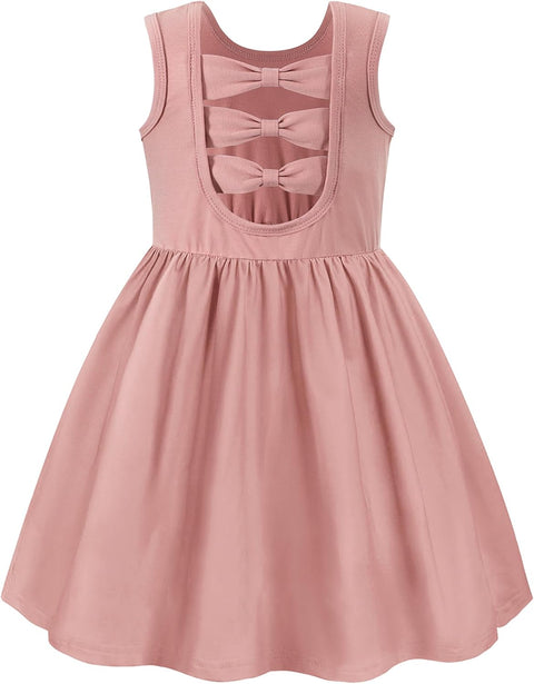 【2-6Y】Arshiner Toddler Girls Dress Back Bowknot Twirly Sundress with Pockets
