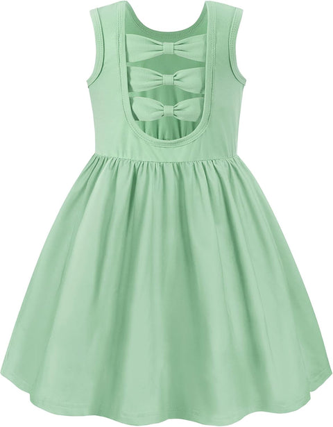 【2-6Y】Arshiner Toddler Girls Dress Back Bowknot Twirly Sundress with Pockets