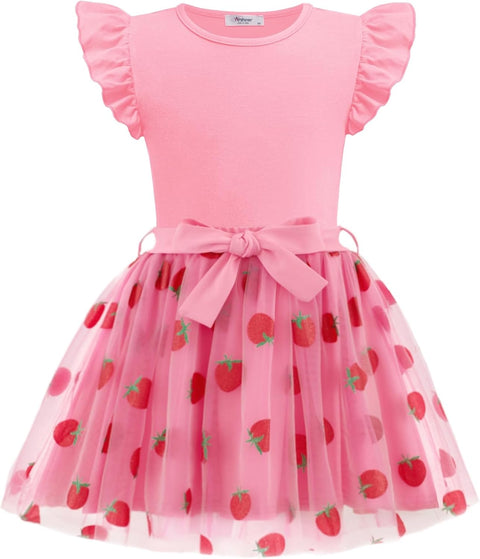 Arshiner Toddler Girls Skirt Set Ruffle Sleeve Tops and Belt Tutu Skirts