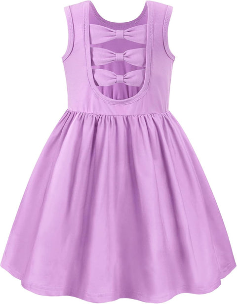【2-6Y】Arshiner Toddler Girls Dress Back Bowknot Twirly Sundress with Pockets