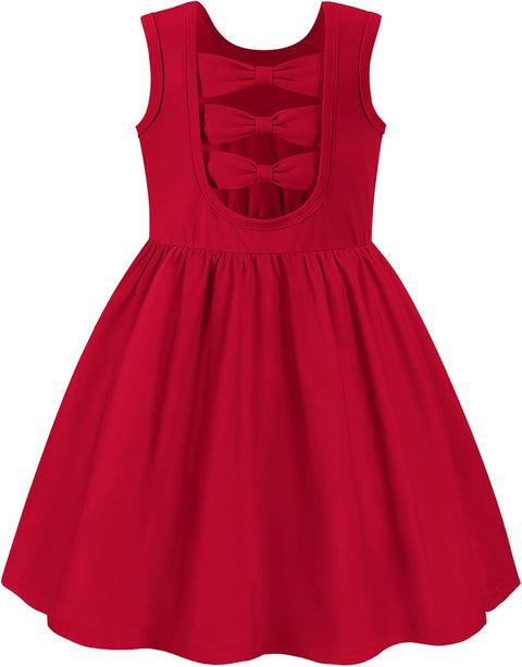 【2-6Y】Arshiner Toddler Girls Dress Back Bowknot Twirly Sundress with Pockets