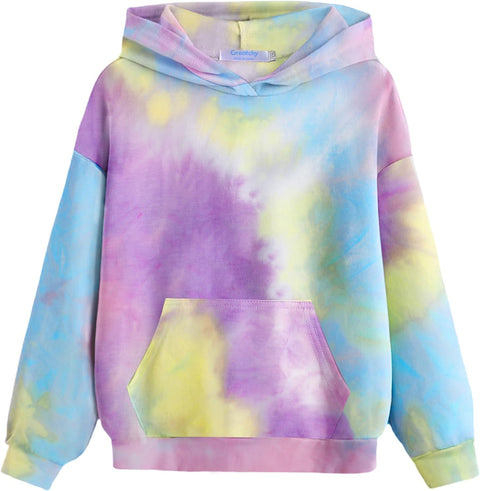 Arshiner Girls Tie Dye Sweatshirts Loose Casual Hoodies Tops