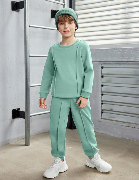 Arshiner Boys Round Neck Long Sleeve Sweatshirt and Pants Set