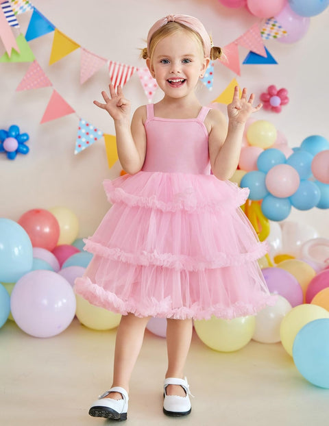 Arshiner Toddler Girls Tulle Dress Tiered Ruffle Fluffy Tutu Dresses 2-8 Years