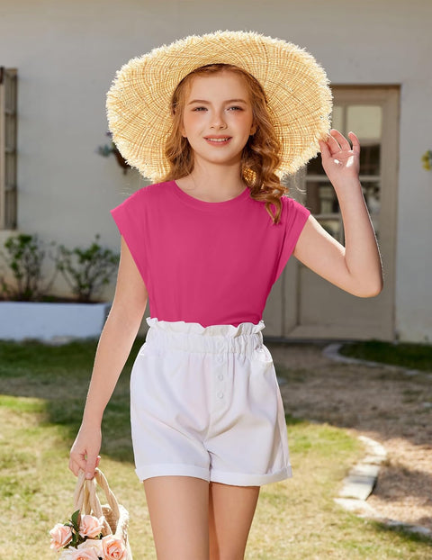 Arshiner Girls T Shirts Cap Sleeves Casual Summer Tops Tank Tee