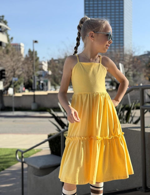 Arshiner Girls Tie Back Dress Spaghetti Strap Ruffle Hem Sundress with Pockets