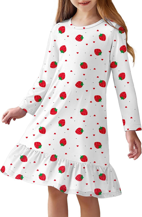 Arshiner Girls' Sleepwear Long Sleeve Cute Nightie Pajama Dress
