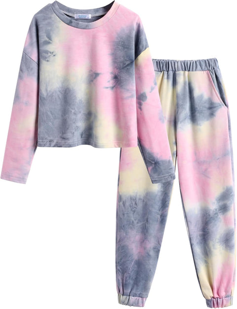 Arshiner Girls 2 Piece Outfits Tie Dye Sweatsuits Set