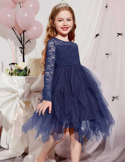 Arshiner Flower Girl Dress Toddler Contrast Lace Tutu Tulle Dresses
