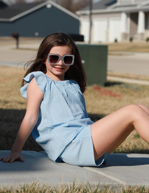 Arshiner Girls Shorts Sets Cap Sleeve Top and Elastic Waist Shorts Outfit