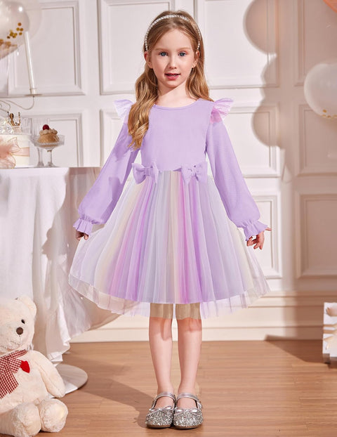 Arshiner Girls Tulle Dresses with Bow Tie Party Dress