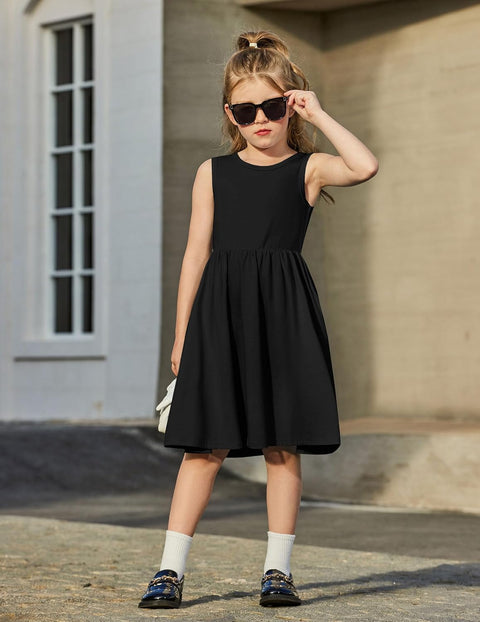 【2-6Y】Arshiner Toddler Girls Dress Back Bowknot Twirly Sundress with Pockets