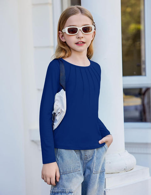Arshiner Girls Pleated Long Sleeve Shirts