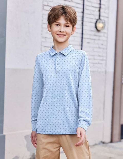 Arshiner Boys Long Sleeve Polo Shirt Uniform Shirt