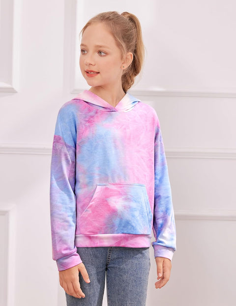 Arshiner Girls Tie Dye Sweatshirts Loose Casual Hoodies Tops