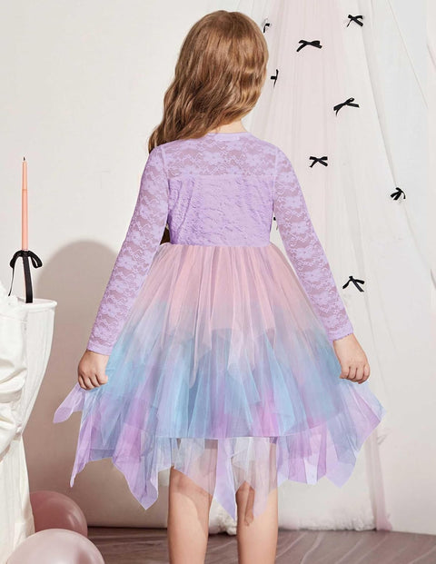 Arshiner Flower Girl Dress Toddler Contrast Lace Tutu Tulle Dresses