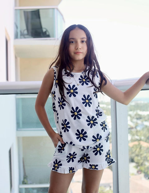 Arshiner Girls Pajamas Ruffle Sleepwear Tank Top and Shorts Set Pjs Outfit