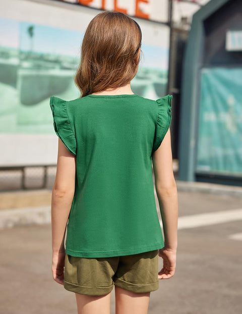 Arshiner Girls Shirts Ruffle Short Sleeve Cute Casual Tops Blouse Tee