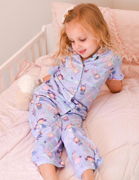 Arshiner Pajamas for Girls Short Sleeve Long Pants Outfit 2 Piece  Pjs Sets