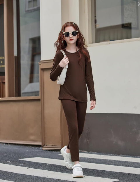 Arshiner Girls 2 Piece Outfits Slim Shirt and Leggings Set