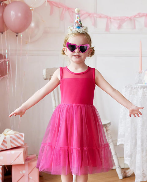[2T-7Y] Arshiner Toddler Sleeveless Formal Dress Fancy Cute Tulle Glitter Dresses