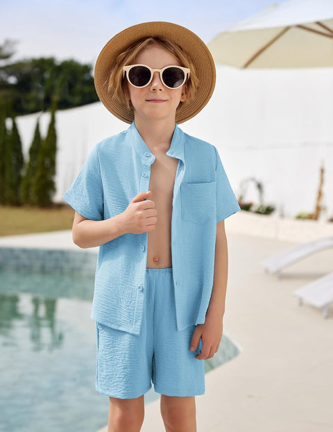 Arshiner Toddler Boys Piece Set Shirt and Shorts Outfits with Pocket 2-8 Years