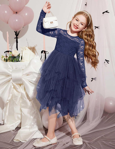 Arshiner Flower Girl Dress Toddler Contrast Lace Tutu Tulle Dresses