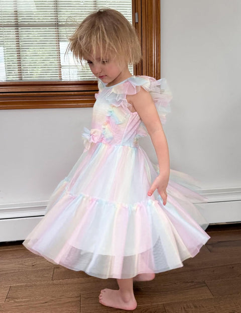 【2-6T】Arshiner Toddler Tutu Dress Girls Tulle Ruffle Bowknot Dresses