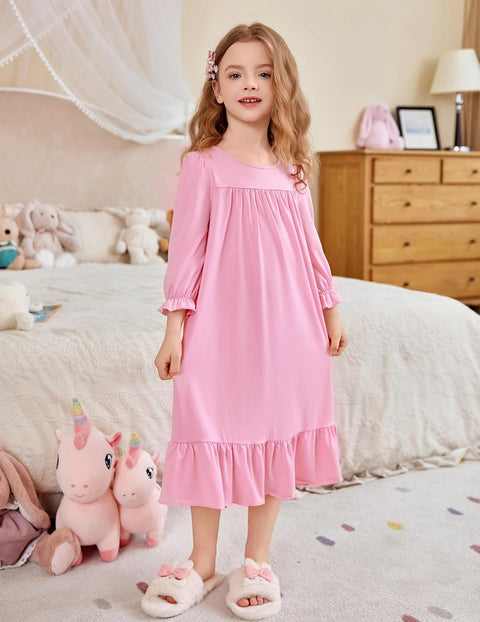 Arshiner Girls Long Sleeve Pajama Dress