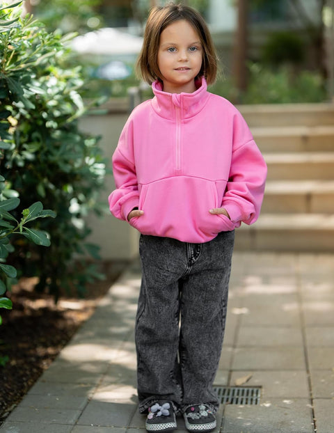 Arshiner Girls Half Zip Sweatshirt Fleece Quarter Pullover