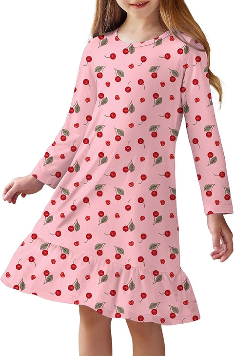 Arshiner Girls' Sleepwear Long Sleeve Cute Nightie Pajama Dress