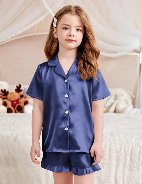 Arshiner Girls Pajamas Silk Satin Pajama Set