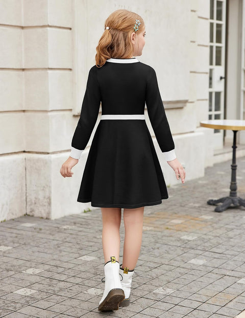 Arshiner Girls Sweater Dress Long Sleeve Button Knit Dresses