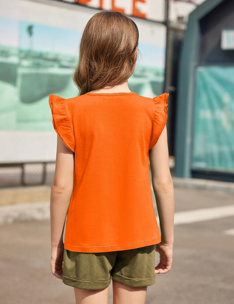 Arshiner Girls Shirts Ruffle Short Sleeve Cute Casual Tops Blouse Tee