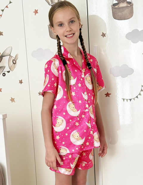 Arshiner Girls Pajamas Silk Satin Pajama Set