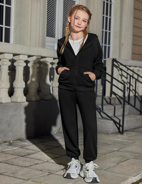 Arshiner Girls 2 Piece Outfits Jogger Sets With Zip Up Hoodie