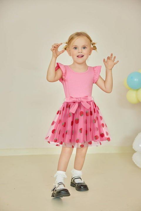 Arshiner Toddler Girls Skirt Set Ruffle Sleeve Tops and Belt Tutu Skirts