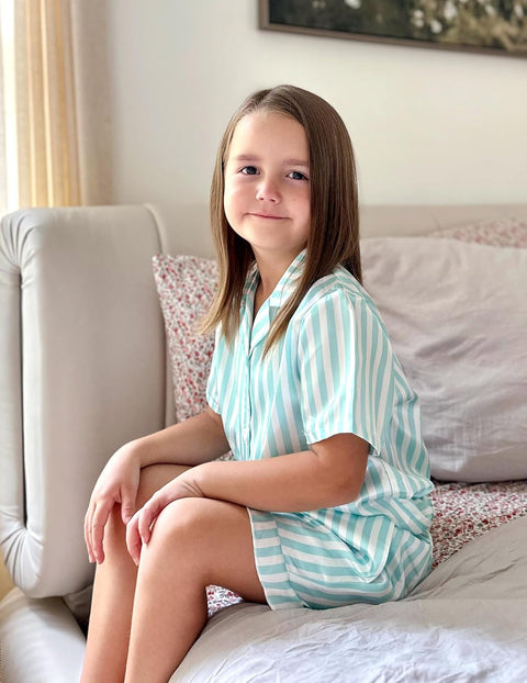 Arshiner Girls Pajamas Silk Satin Pajama Set