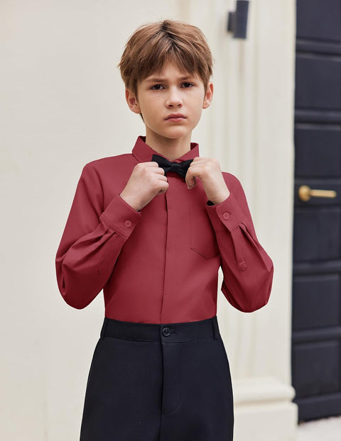 Arshiner Boys Long Sleeve Dress Shirt Formal Uniform Shirts