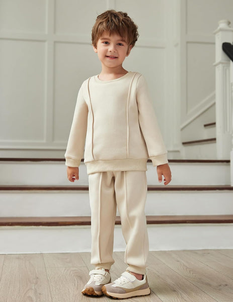 Arshiner Boys Round Neck Long Sleeve Sweatshirt and Pants Set